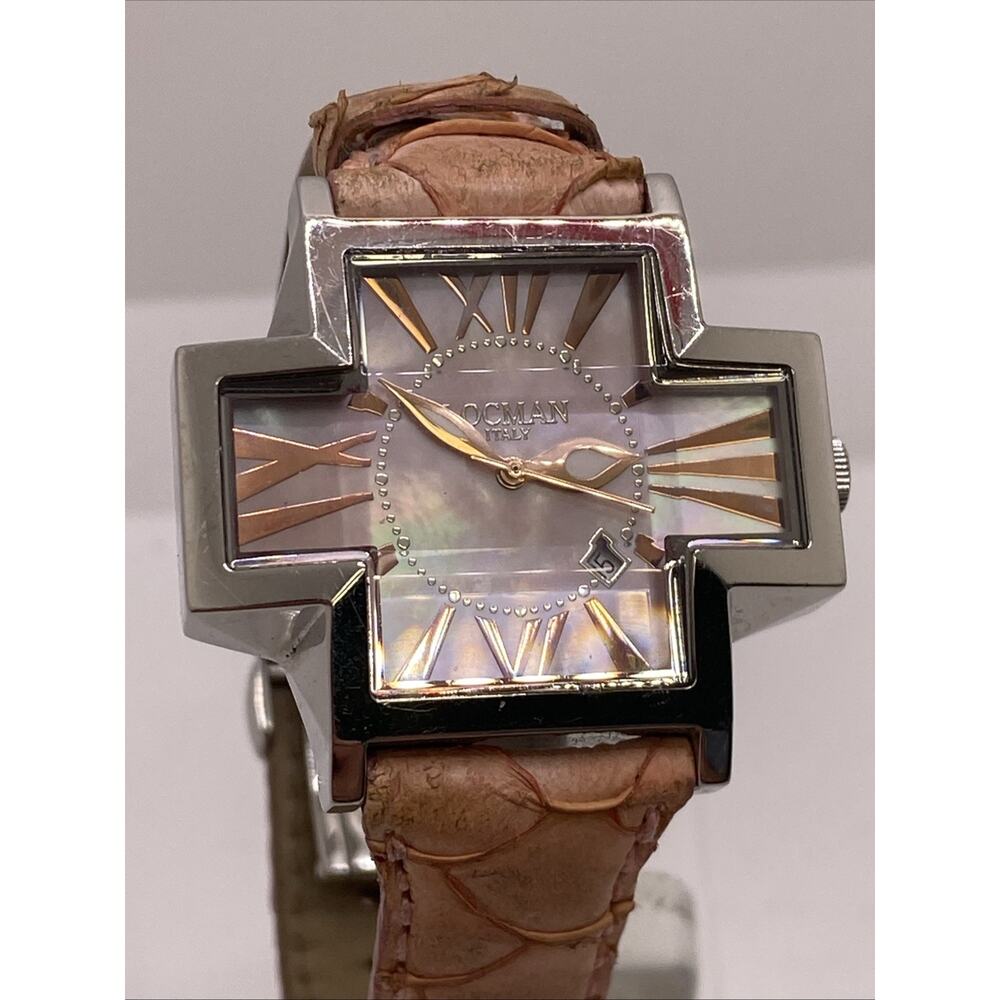 Locman Italy Womens Pink Abalone Style Watch Works New Battery
